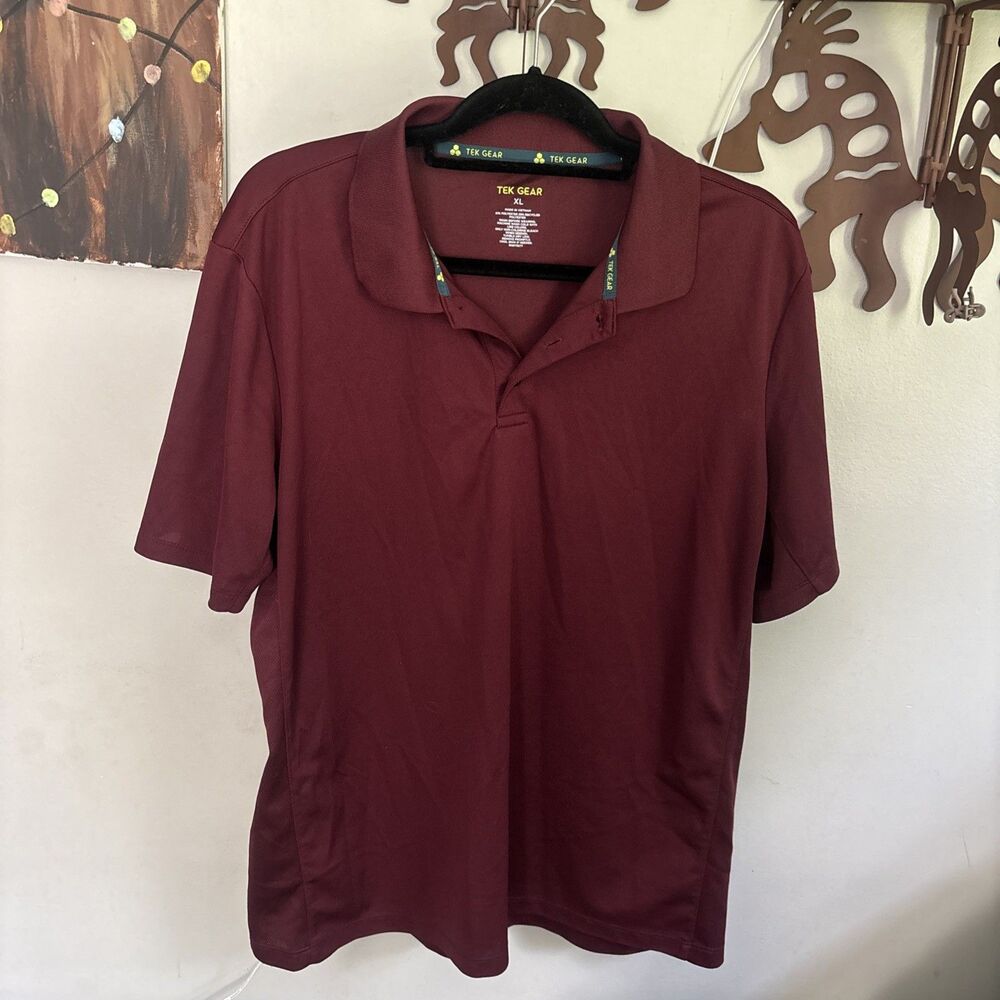 Tek Gear Polo Shirt Men's XL Maroon Collared Short Sleeve